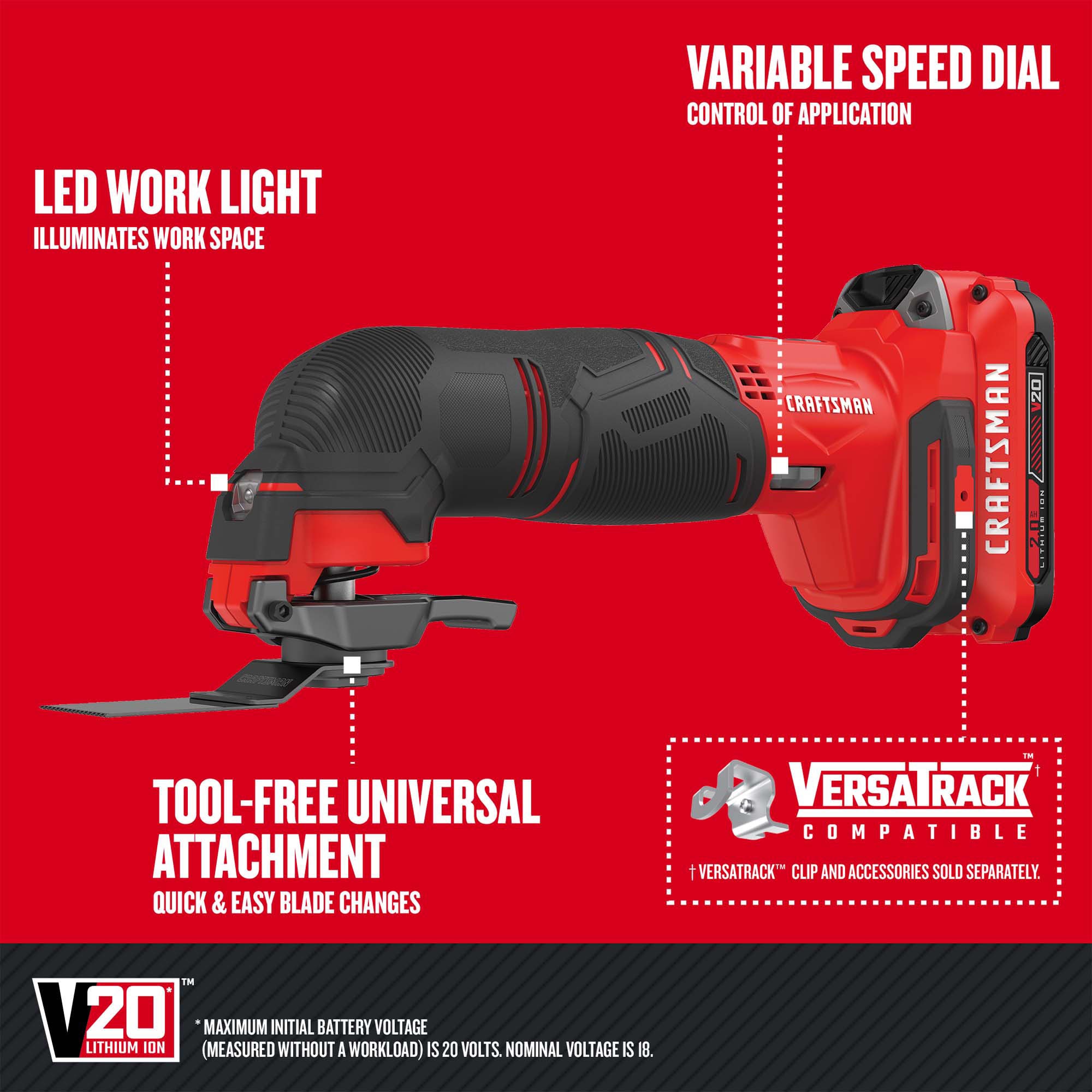 Kit combo de 8 herramientas eléctricas CRAFTSMAN V20 de 20 voltios máximo con estuche blando (2 baterías incluidas y cargador incluido) CMCK801D2.