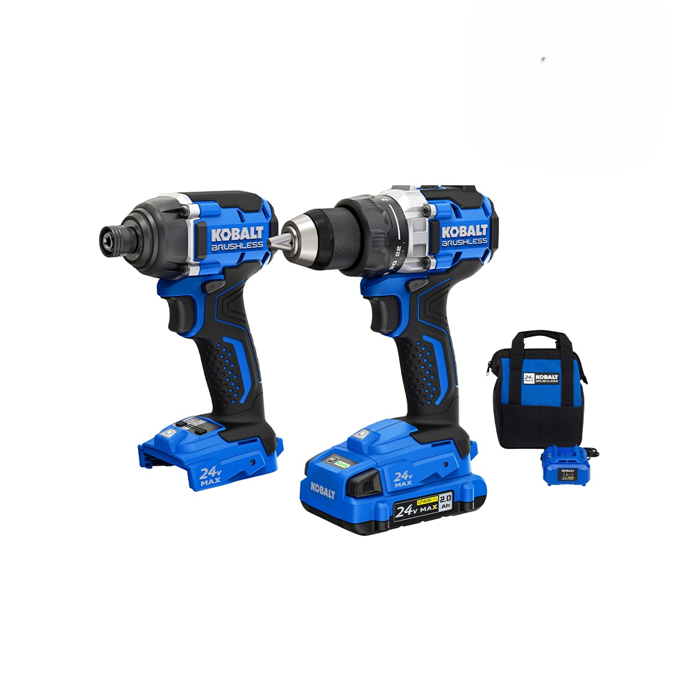 Kit combo de herramientas eléctricas sin escobillas de 24 voltios de Kobalt con estuche suave (incluye 1 batería y cargador)