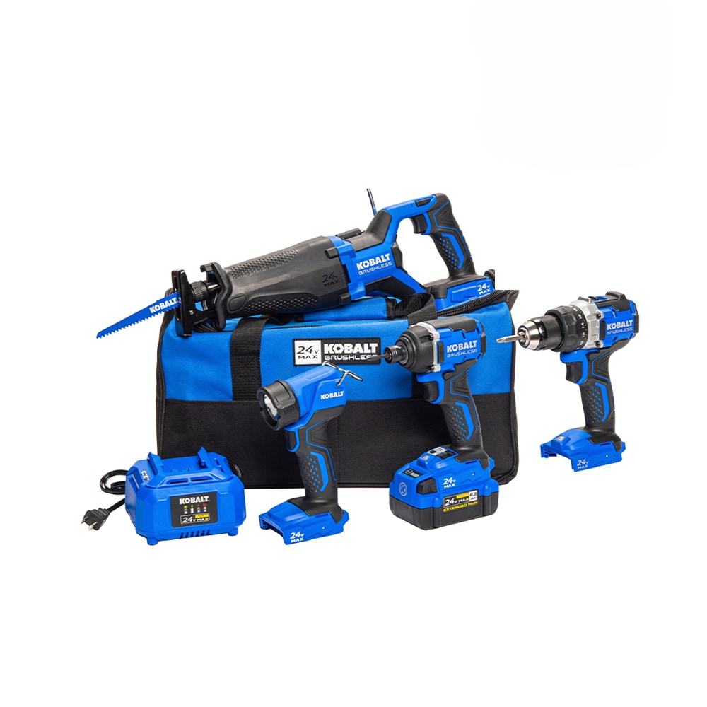 Kit Combo de Herramientas Eléctricas sin Escobillas Kobalt de 24 voltios con Estuche Suave (Incluye 1 Batería y Cargador) KLC 4324A-03