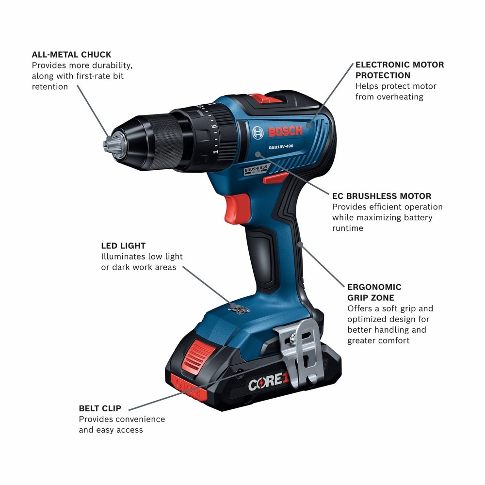 Kit de combo de 4 herramientas eléctricas sin escobillas de 18 voltios de Bosch con estuche blando (incluye 2 baterías y cargador) GXL18V-497B23