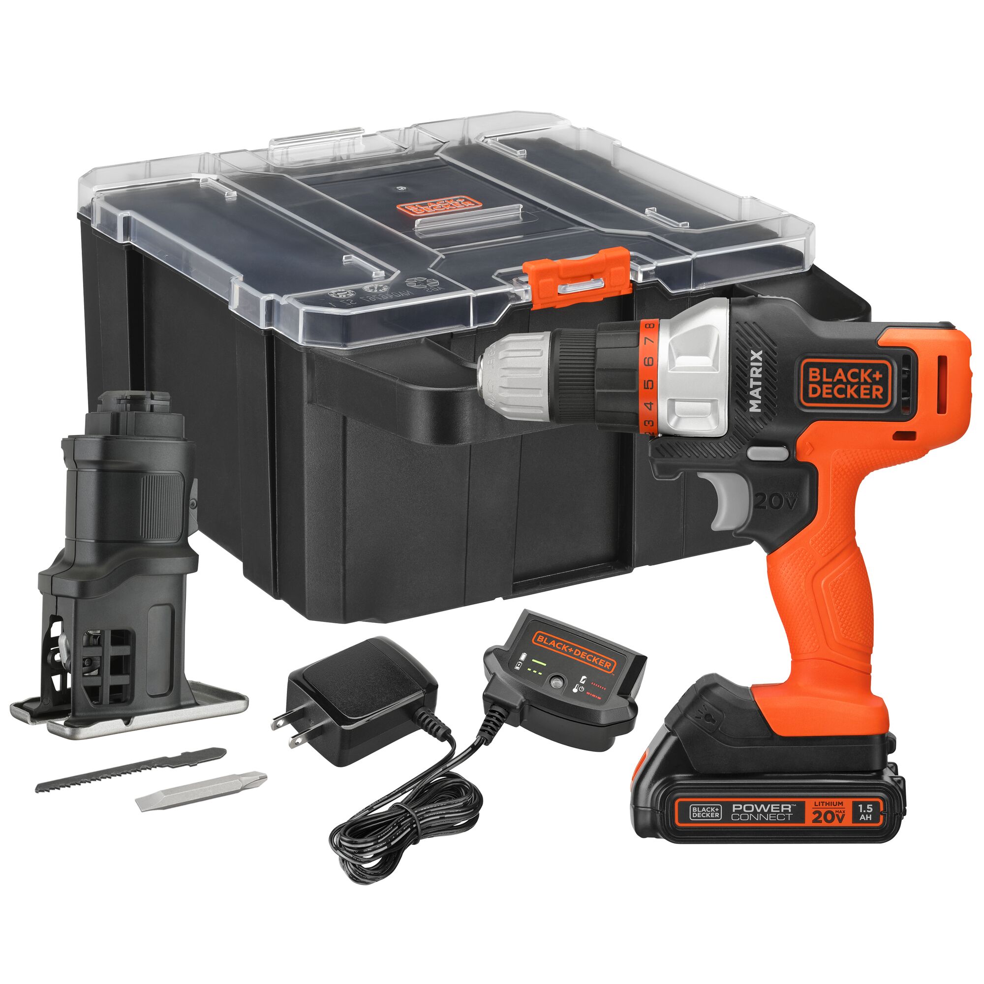 Paquete de herramientas eléctricas BLACK+DECKER de 20 voltios Max con estuche rígido (incluye 1 batería y cargador)