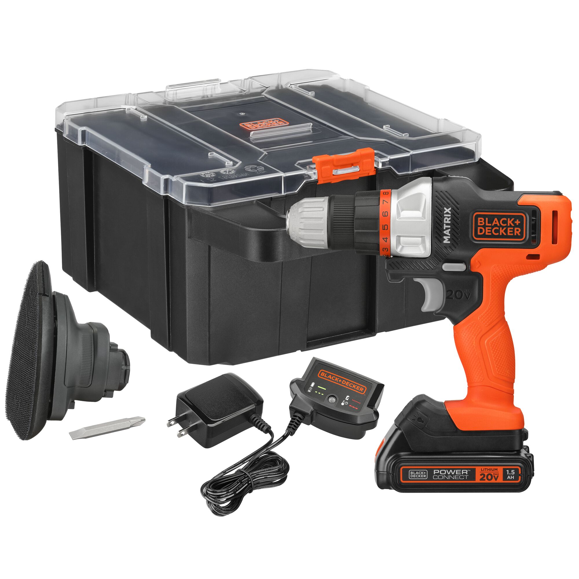 Kit de herramientas eléctricas BLACK+DECKER de 20 voltios Max con 2 herramientas en maletín resistente (1 batería y cargador incluidos)