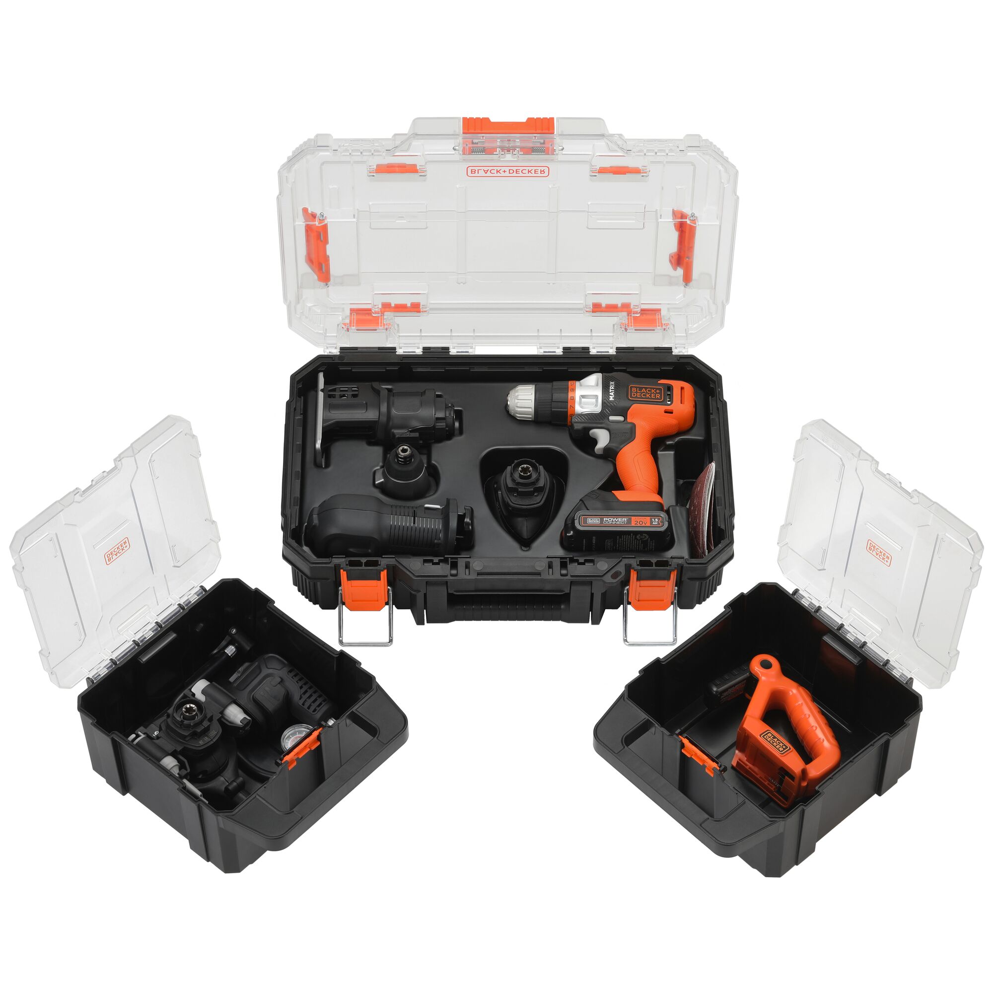 Kit Combo de Herramientas Eléctricas BLACK+DECKER de 20 voltios Max con 8 herramientas y estuche resistente (Incluye 1 batería y cargador) BDCDMT1208KITC1