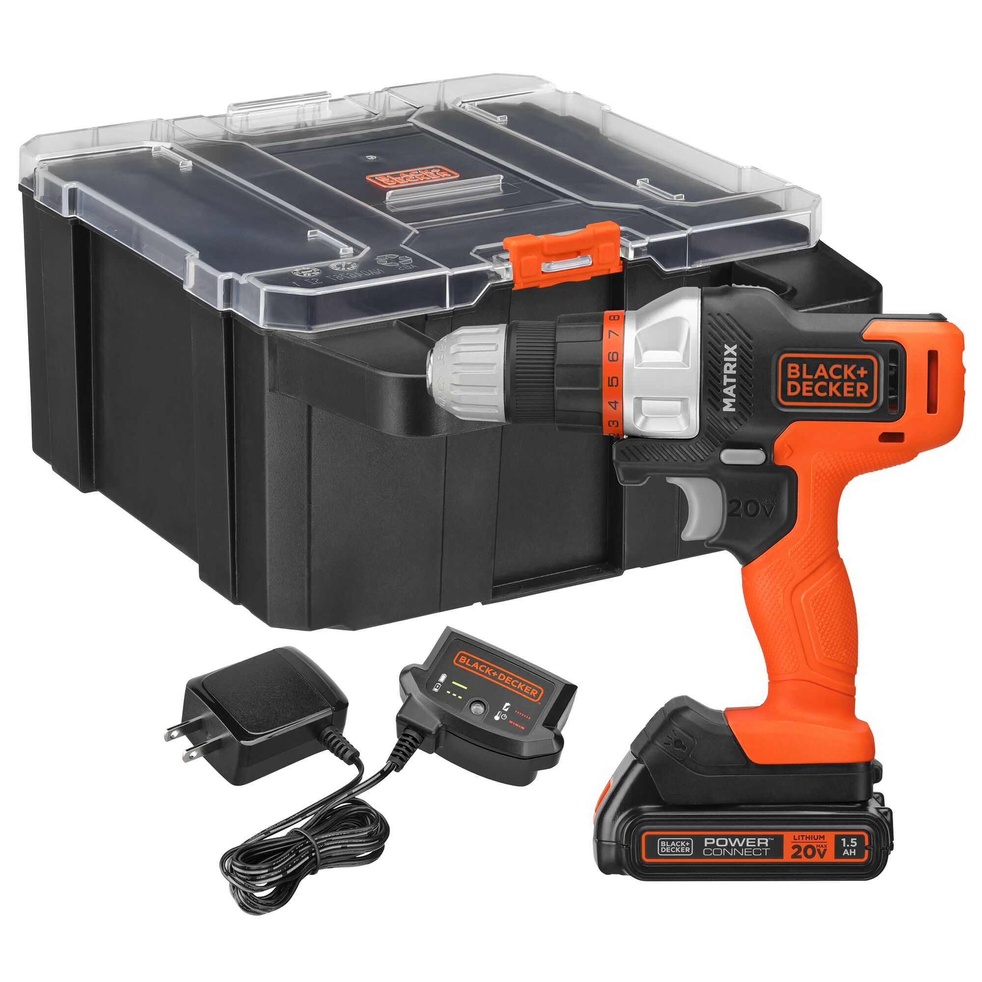 Kit de herramientas eléctricas BLACK+DECKER de 20 voltios Max con estuche resistente y 1 herramienta (1 batería y cargador incluidos)