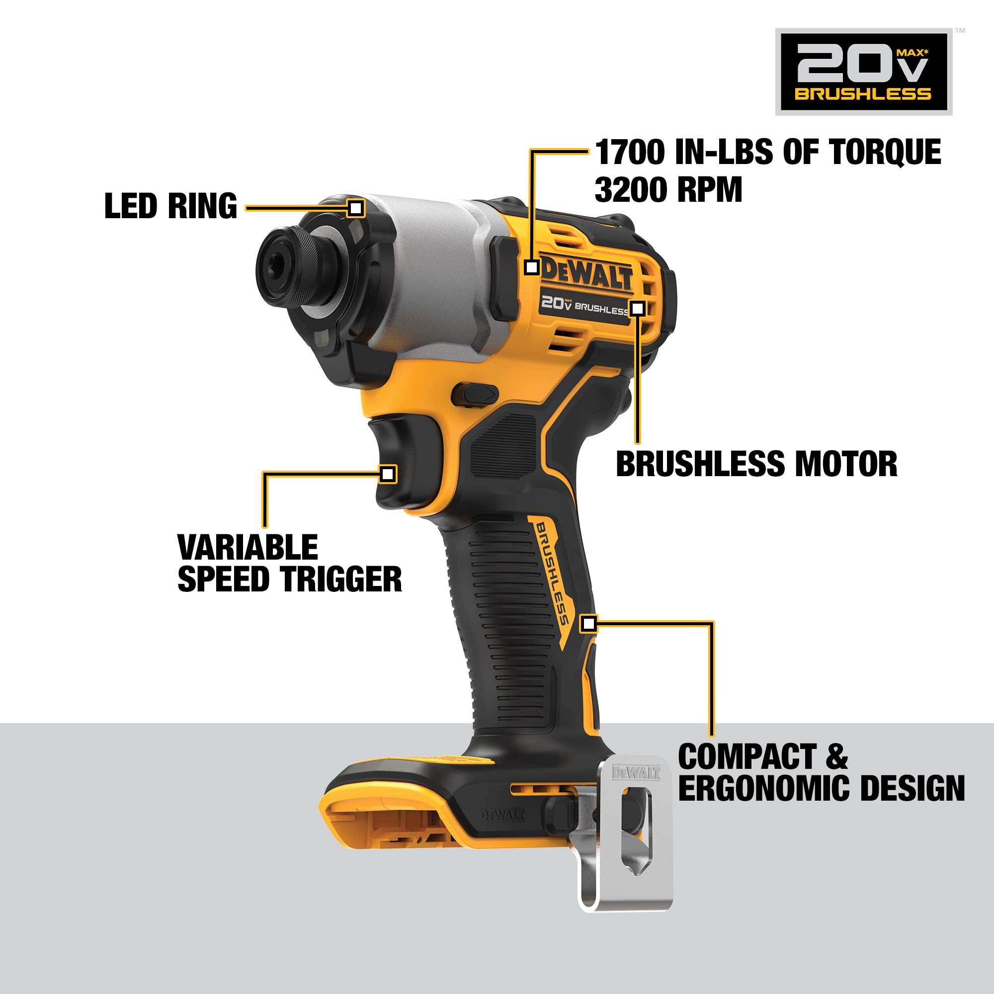 Juego de Combo de 2 Herramientas Inalámbricas sin Escobillas DEWALT 20V MAX con Estuche Blando (2 Baterías y Cargador Incluido) DCK227D2