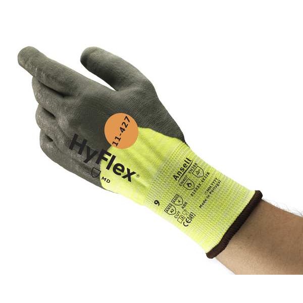 Guantes recubiertos resistentes al corte de Ansell, Nivel de Corte A2, calibre 13, color gris, talla M (8) - 11-427.