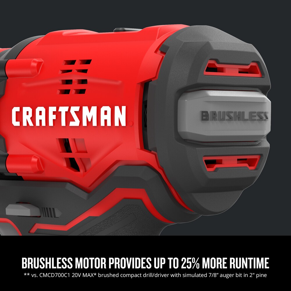 Taladro inalámbrico sin escobillas CRAFTSMAN V20 de 1/2 pulgadas 20 voltios máximo (Incluye bolsa suave) CMCD710C1