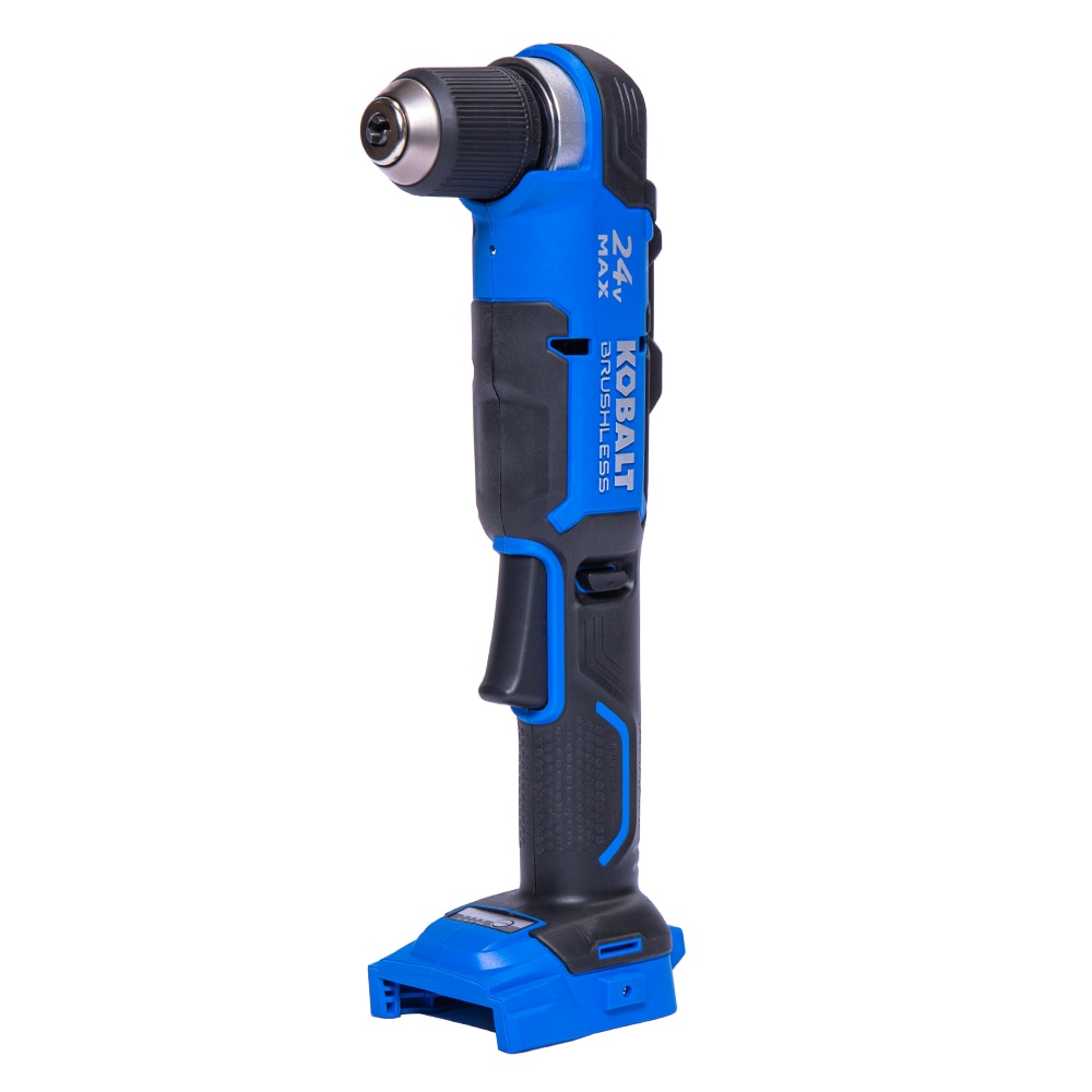 Taladro inalámbrico Kobalt de ángulo recto sin escobillas de 24 voltios y 3/8 pulgadas con llave (KRAD 1224B-03)