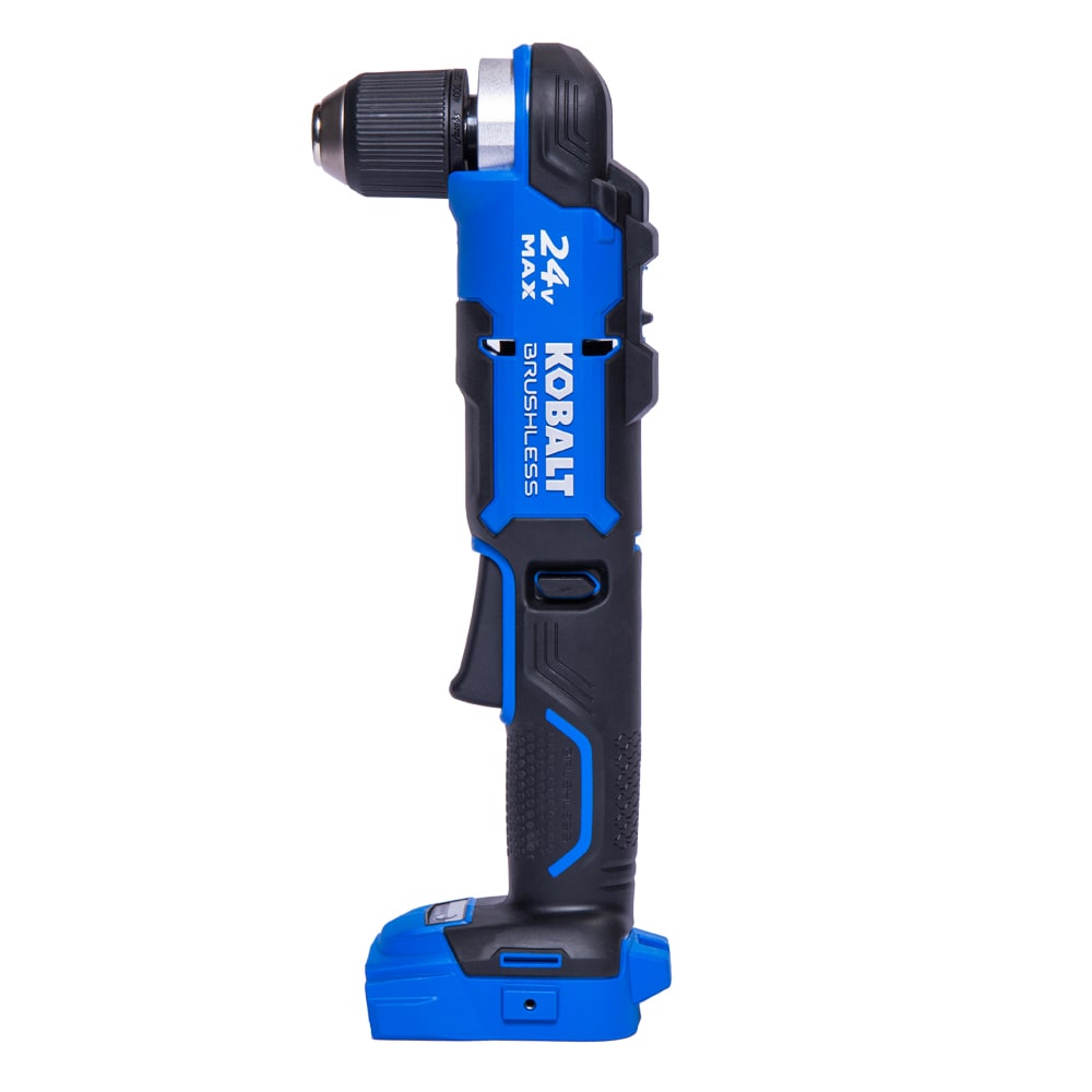 Taladro inalámbrico Kobalt de ángulo recto sin escobillas de 24 voltios y 3/8 pulgadas con llave (KRAD 1224B-03)