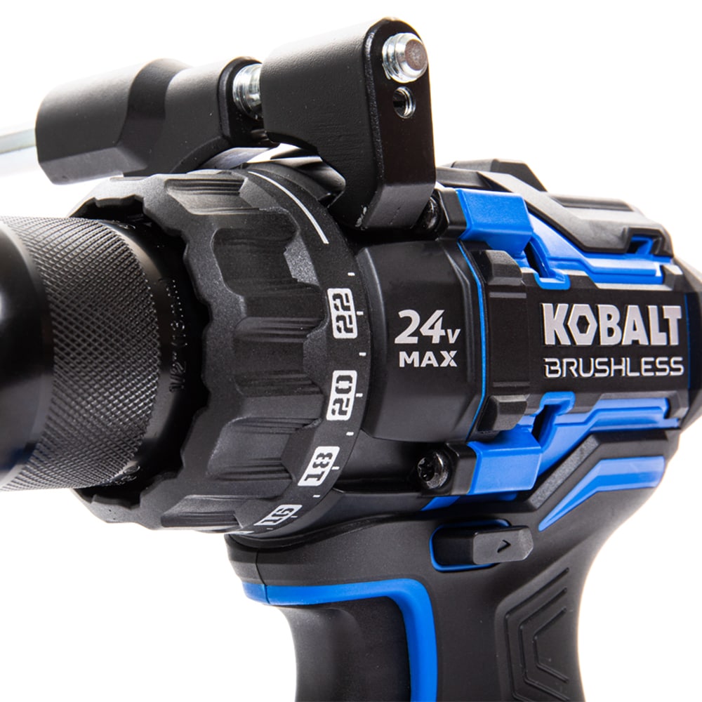 Taladro inalámbrico sin escobillas Keyless de 1/2 pulgadas de Kobalt XTR de 24 voltios (Estuche duro incluido) KXDD 1424A-03