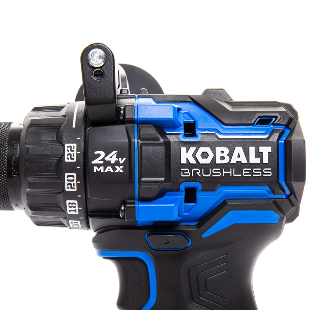 Taladro inalámbrico sin escobillas Keyless de 1/2 pulgadas de Kobalt XTR de 24 voltios (Estuche duro incluido) KXDD 1424A-03