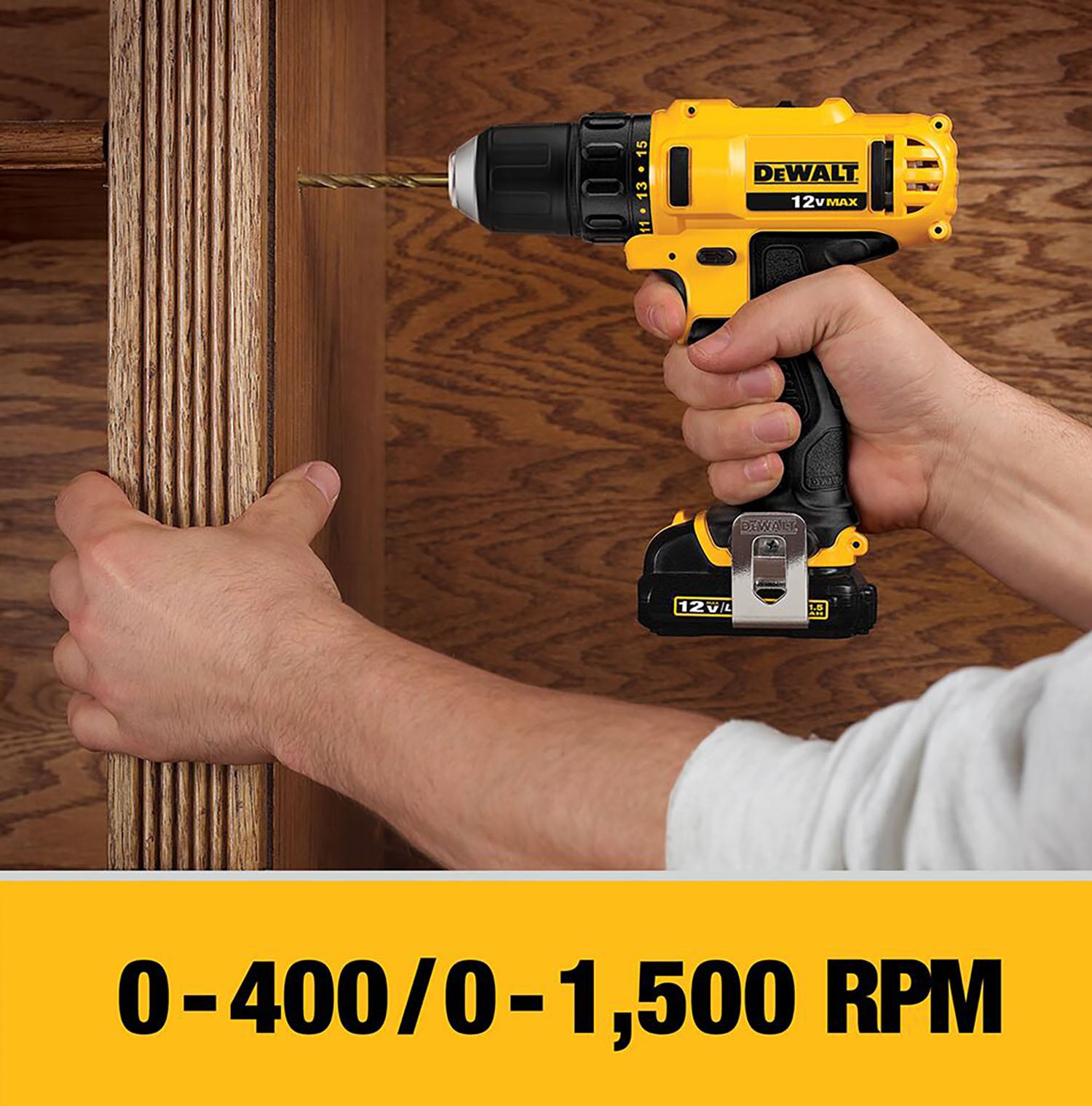 Atornillador inalámbrico sin llave DEWALT de 12 voltios máximos 3/8 pulgadas (2 baterías incluidas, bolsa suave incluida) DCD710S2