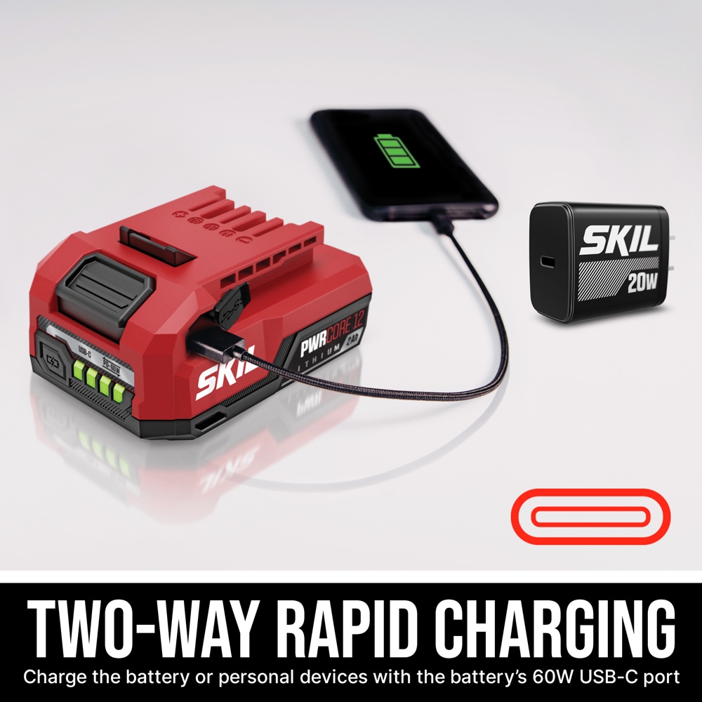 Taladro inalámbrico sin escobillas SKIL PWR CORE 12 de 12 voltios y porta brocas sin llave de 1/2 pulgadas (DL6290A-11)