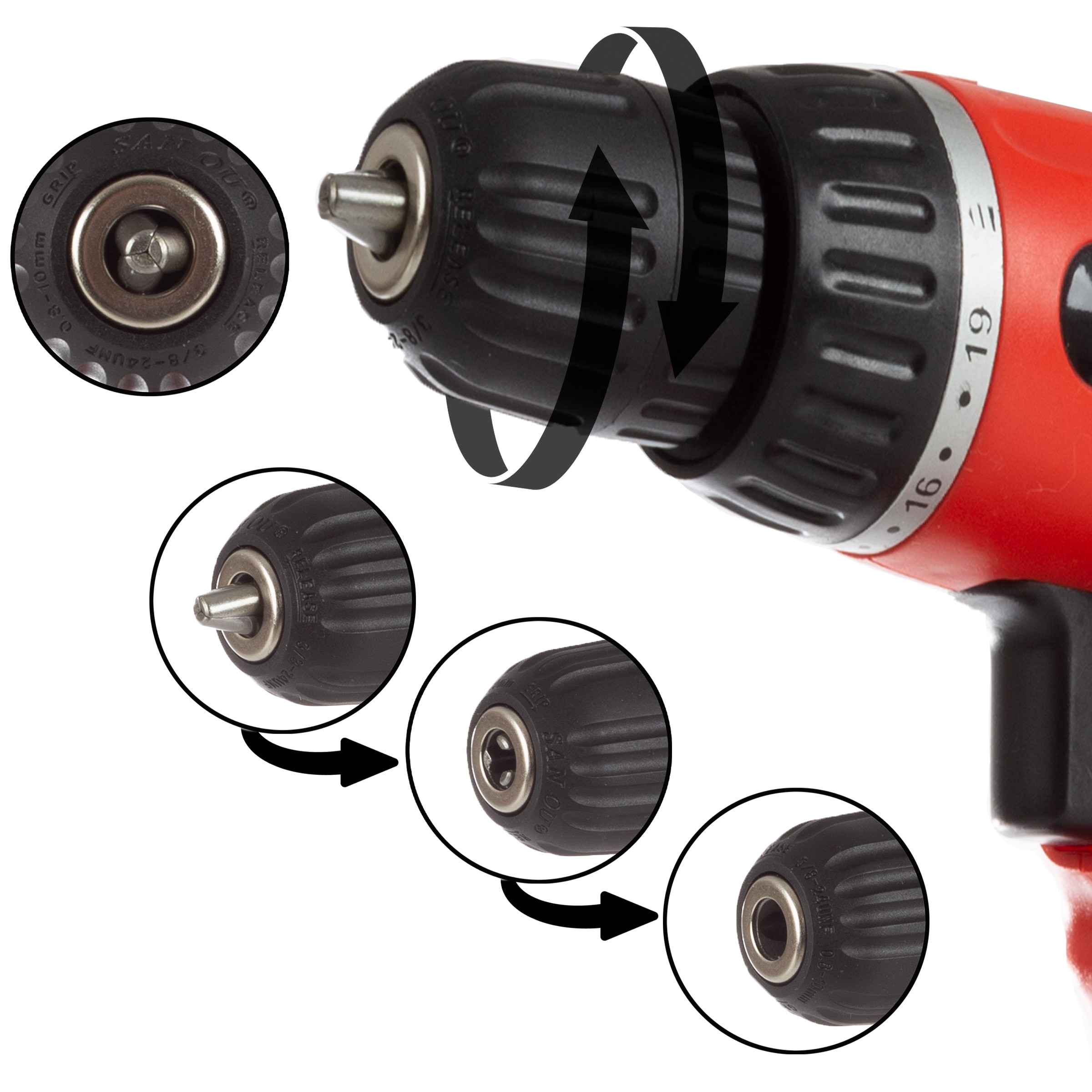 Taladro inalámbrico sin llave de 3/8 pulgadas de 18 voltios de Fleming Supply (Estuche resistente incluido) 231702NRX