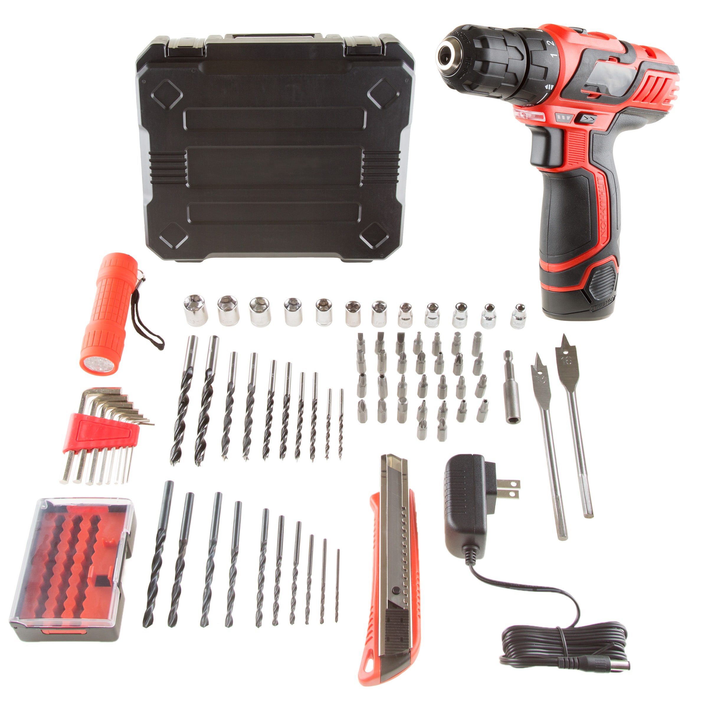 Taladro inalámbrico de 12 voltios y 3/8 pulgadas sin llave (Estuche rígido incluido) 109843FCR de Fleming Supply.
