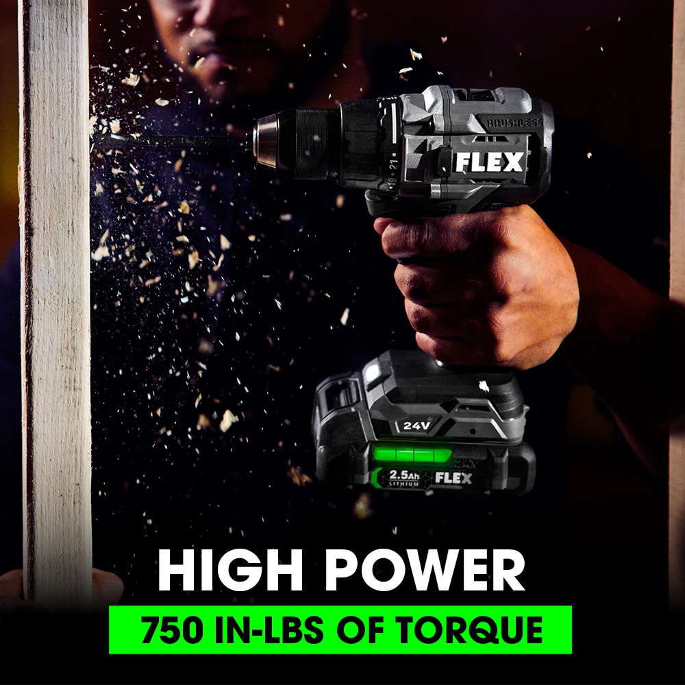 Taladro inalámbrico Brushless de 1/2 pulgadas de 24 voltios FLEX (FX1151-Z)