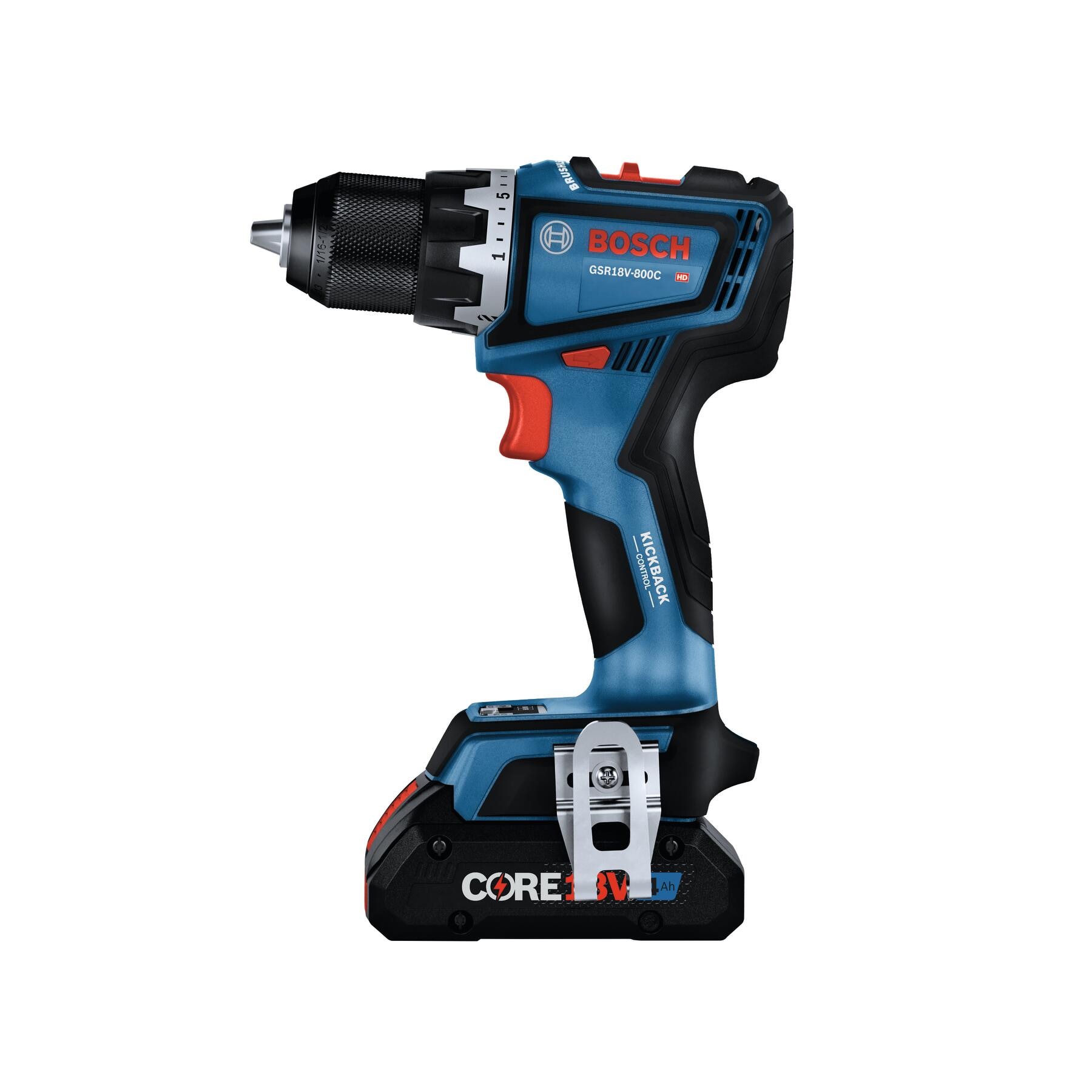 Taladro inalámbrico Bosch Connected-Ready de 18 voltios y 1/2 pulgada con motor sin escobillas y sin llave (Bolsa suave incluida) GSR18V-800CB24