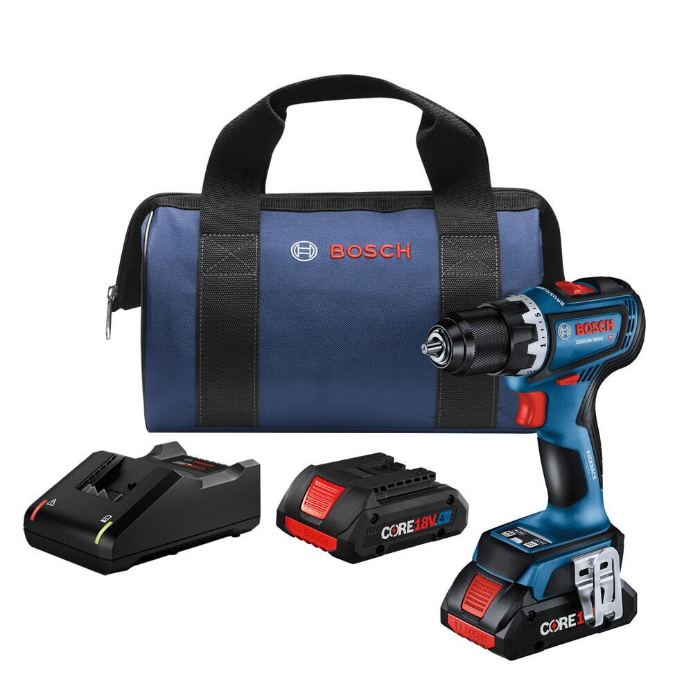 Taladro inalámbrico Bosch Connected-Ready de 18 voltios y 1/2 pulgada con motor sin escobillas y sin llave (Bolsa suave incluida) GSR18V-800CB24