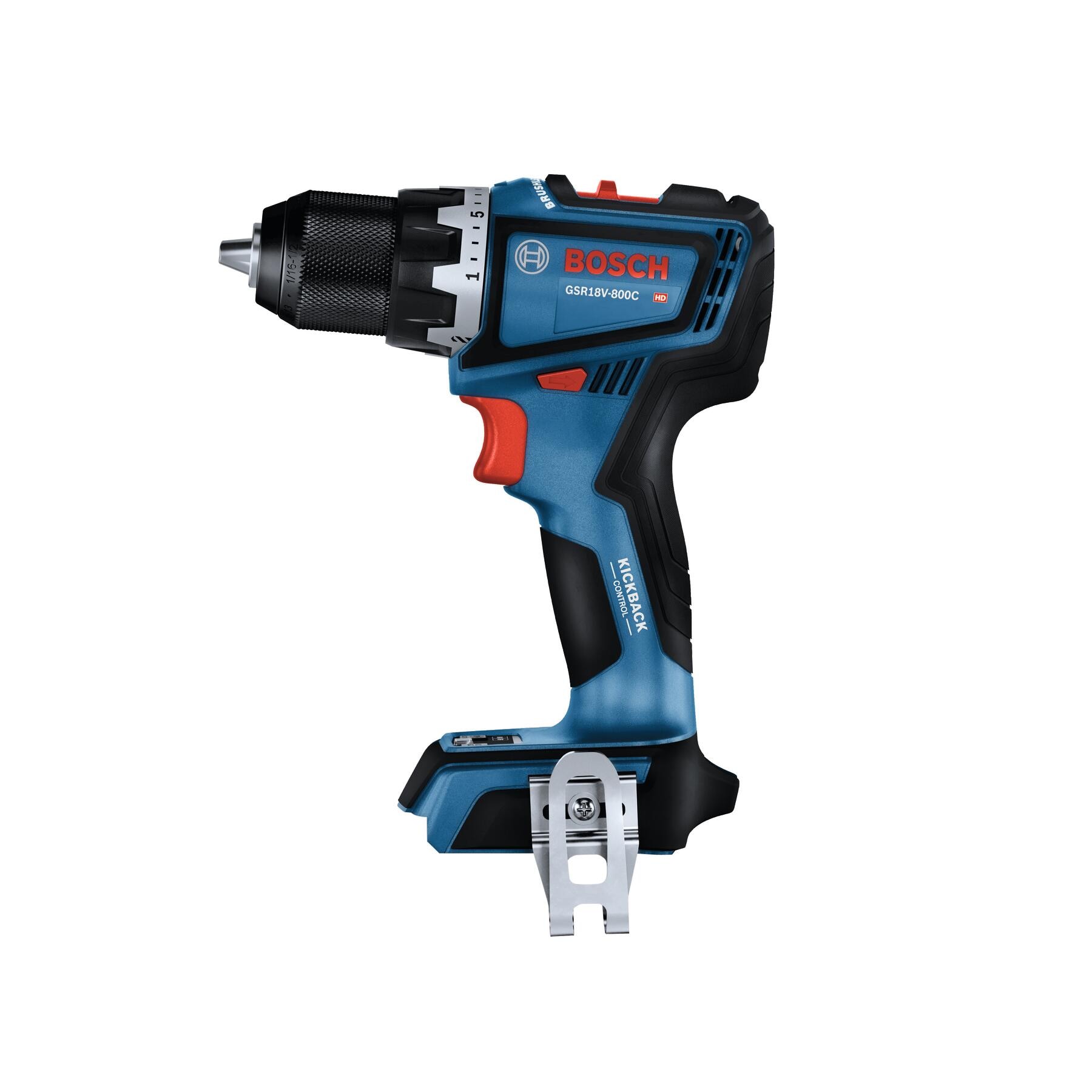Taladro inalámbrico sin escobillas de 18 voltios y 1/2 pulgadas, listo para conectarse, marca Bosch (GSR18V-800CN)