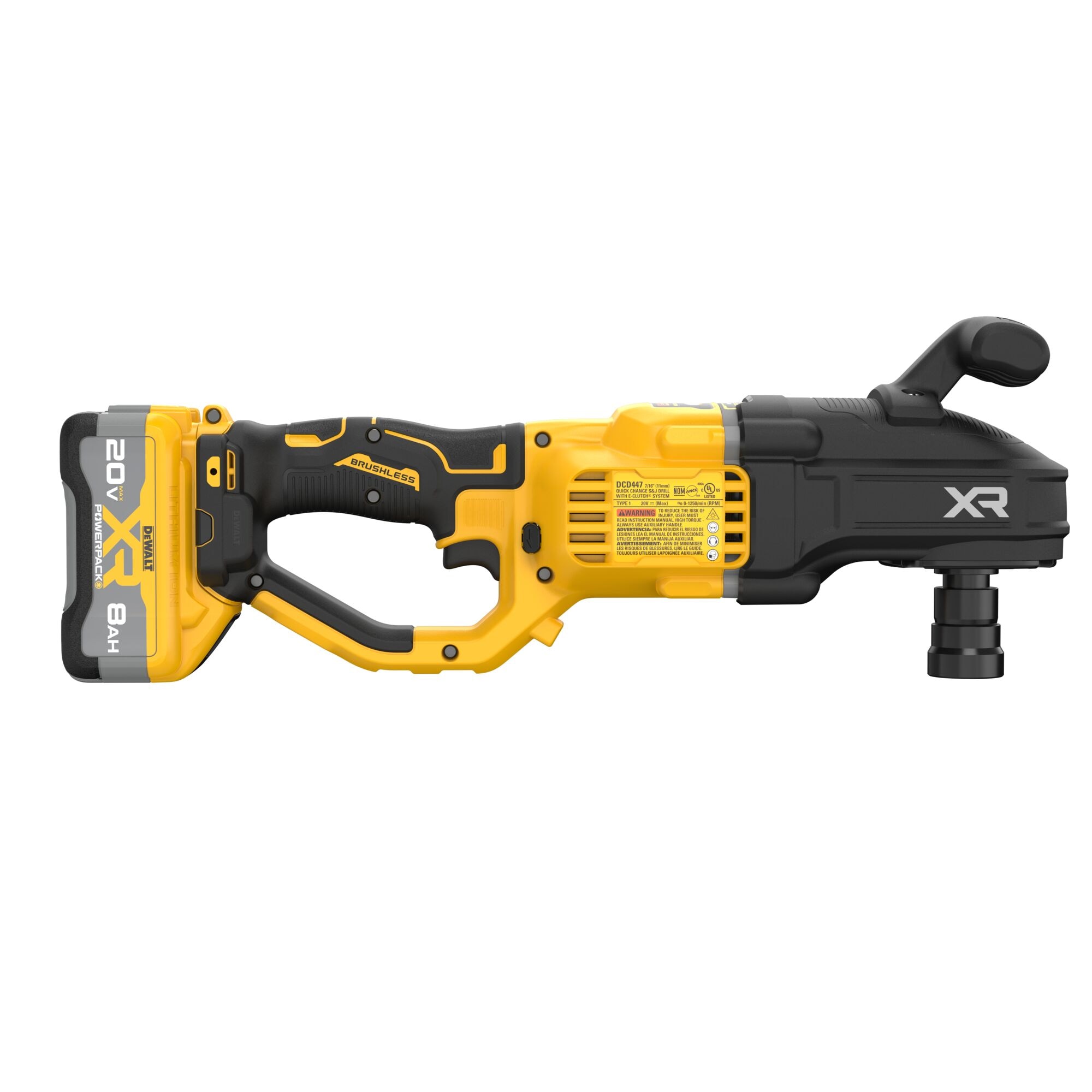 Taladro inalámbrico sin escobillas DEWALT XR de 20 voltios máximo con llave de 7/16 pulgadas (bolsa suave incluida) DCD447WW1