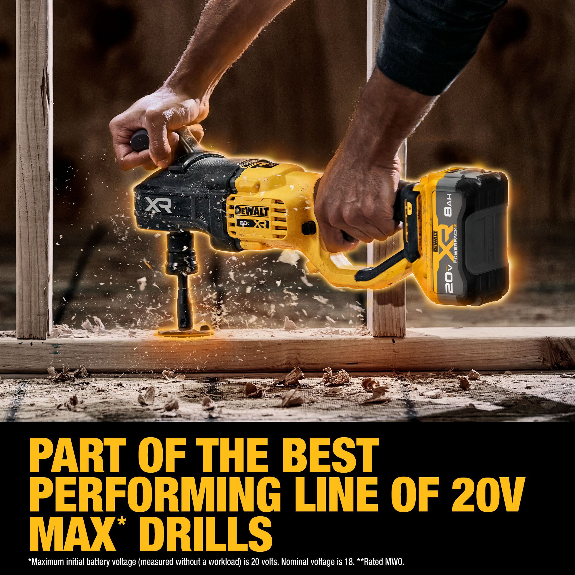 Taladro inalámbrico sin escobillas DEWALT XR de 20 voltios máximo con llave de 7/16 pulgadas (bolsa suave incluida) DCD447WW1