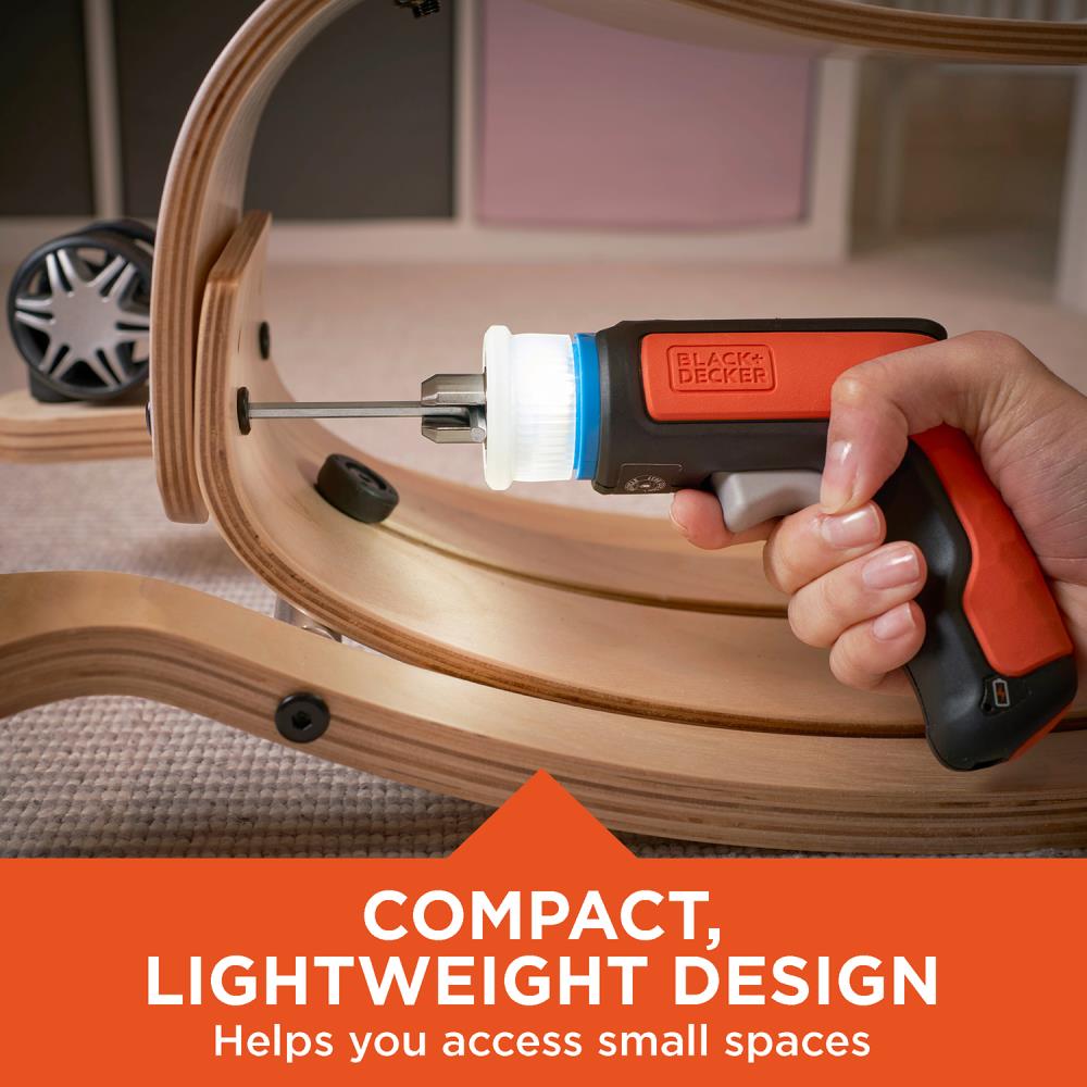 Atornillador inalámbrico BLACK+DECKER de 4 voltios y 1/4 de pulgada (Incluye batería y cargador) BCRTA601I