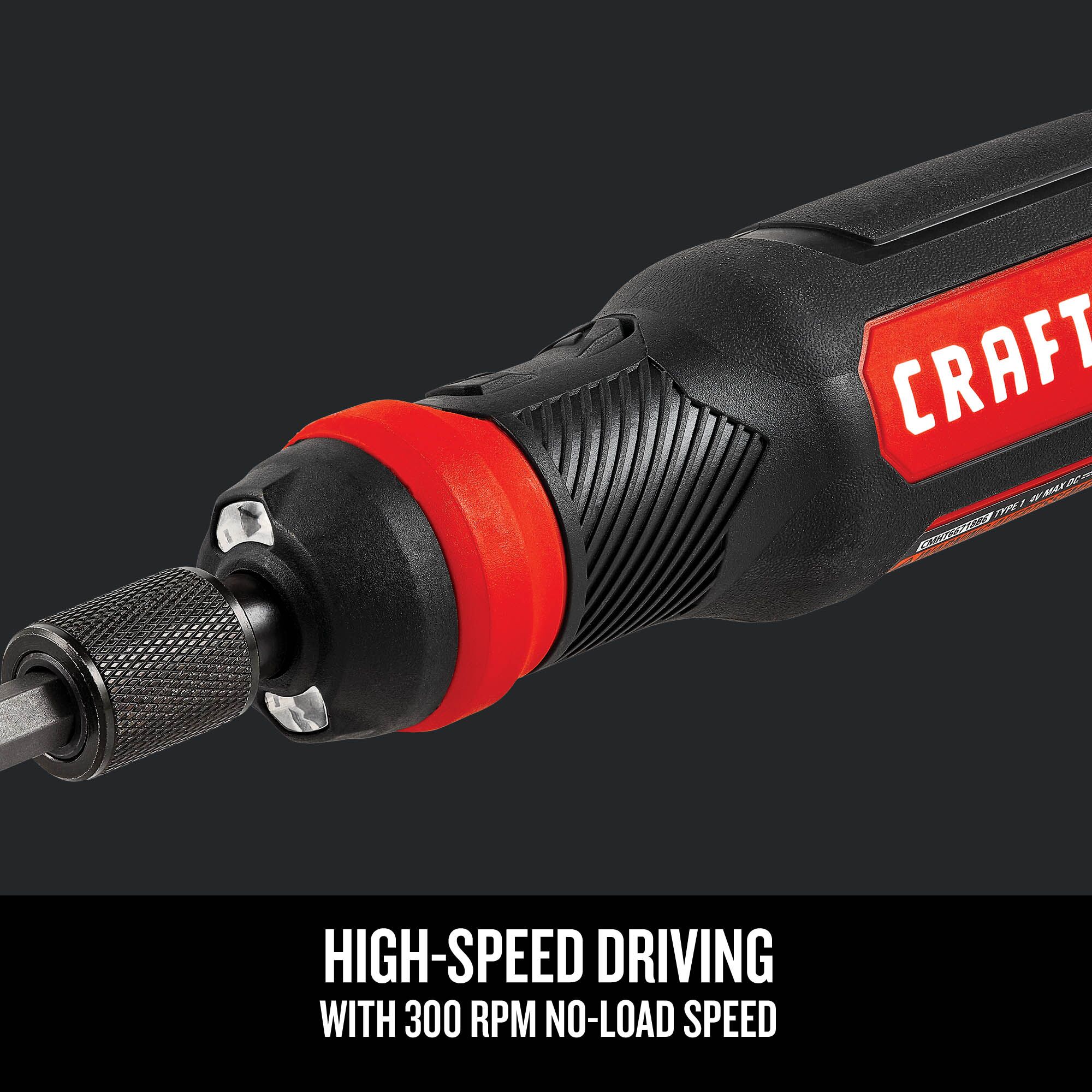 Destornillador inalámbrico CRAFTSMAN de 4 voltios Max y 1/4 de pulgada (Batería y cargador incluidos) CMHT66718B20Z