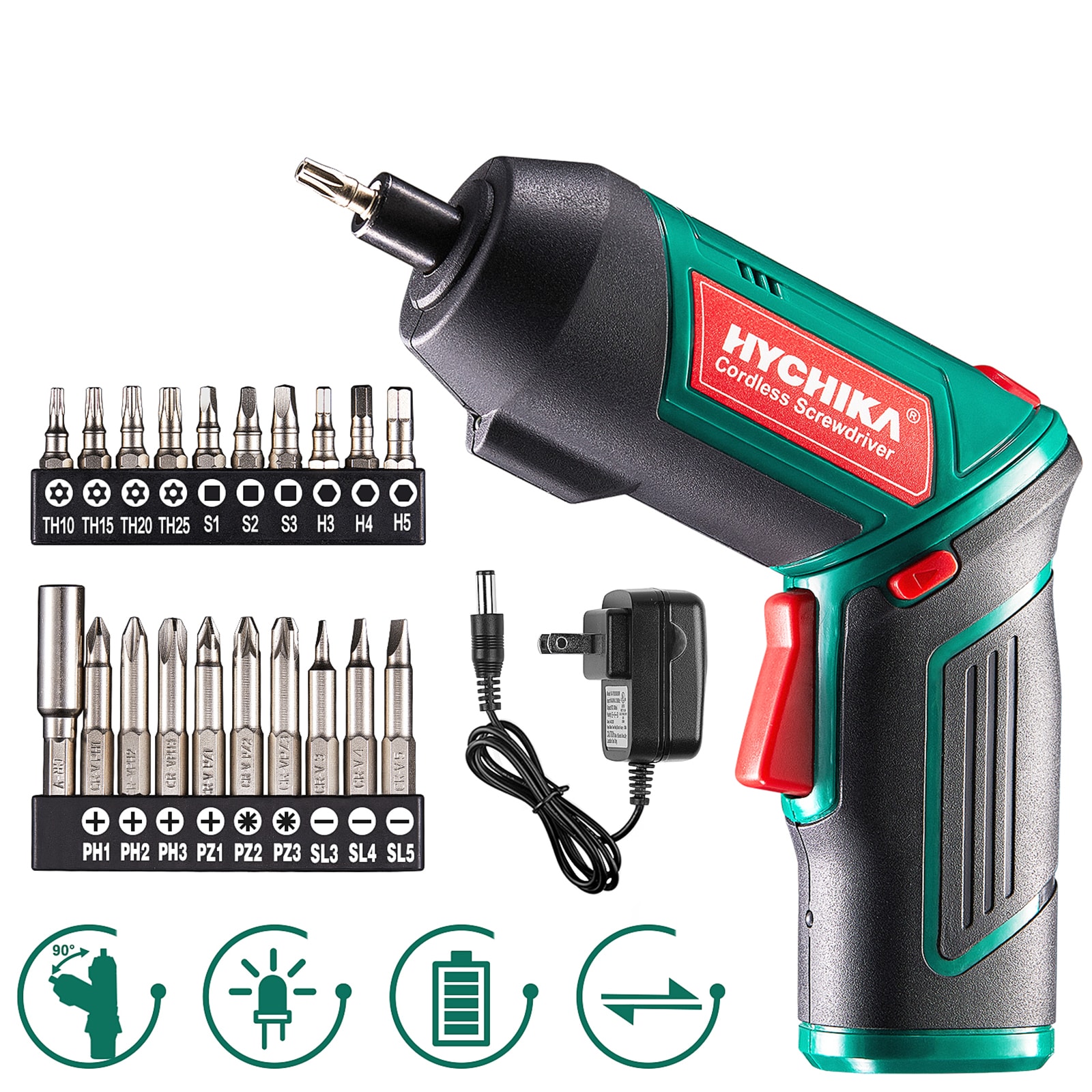 Atornillador inalámbrico HYCHIKA de 3.6 voltios y 1/4 pulgadas (Batería y cargador incluidos) E0024US