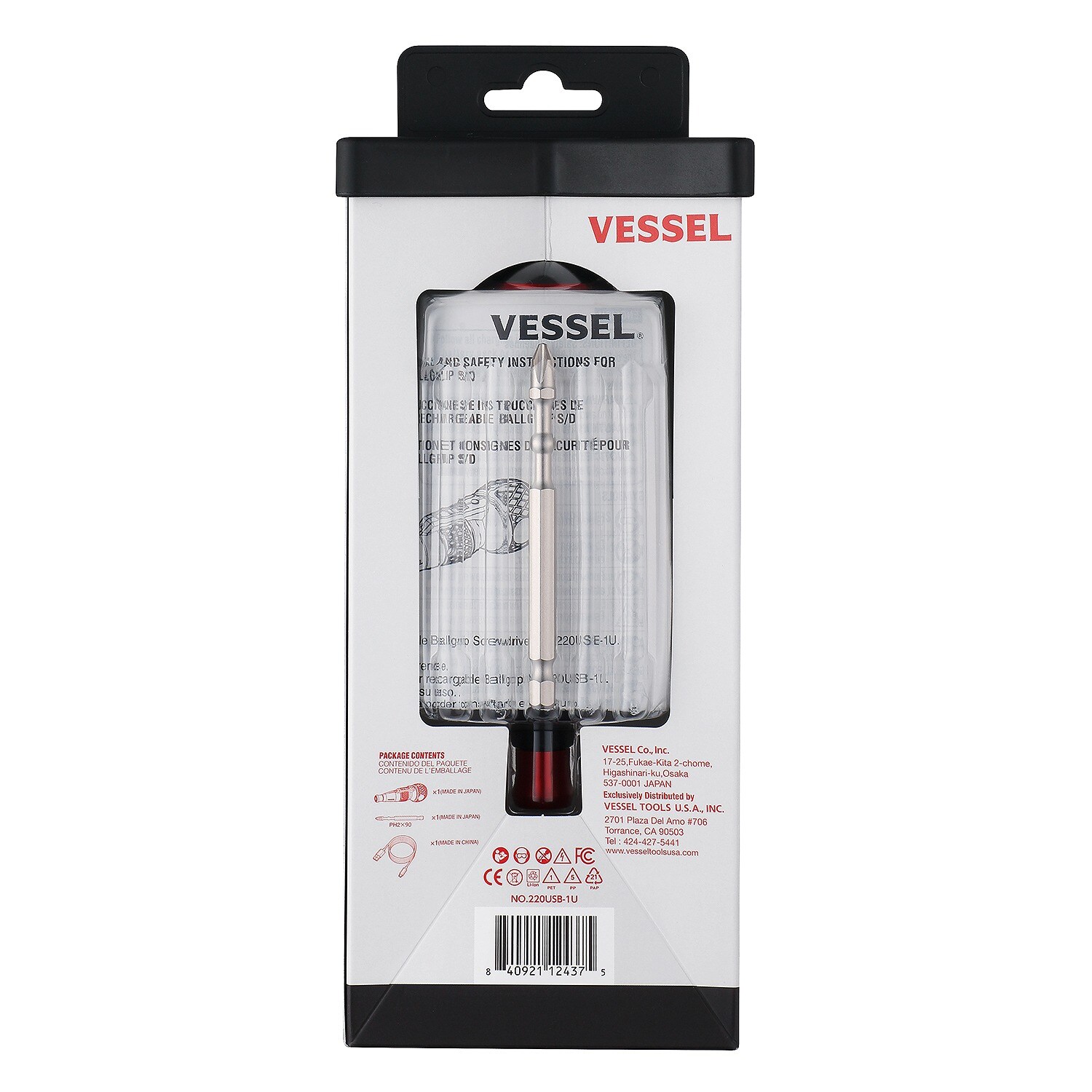 Destornillador inalámbrico VESSEL de 3.6 voltios 3/16 pulgadas (batería y cargador incluidos) 220USB1U