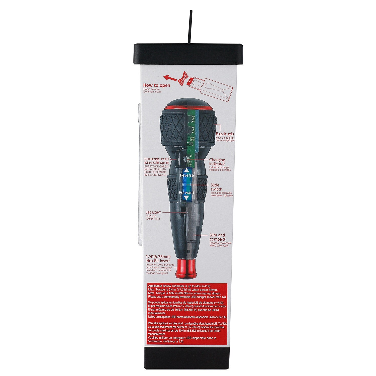Destornillador inalámbrico VESSEL de 3.6 voltios 3/16 pulgadas (batería y cargador incluidos) 220USB1U
