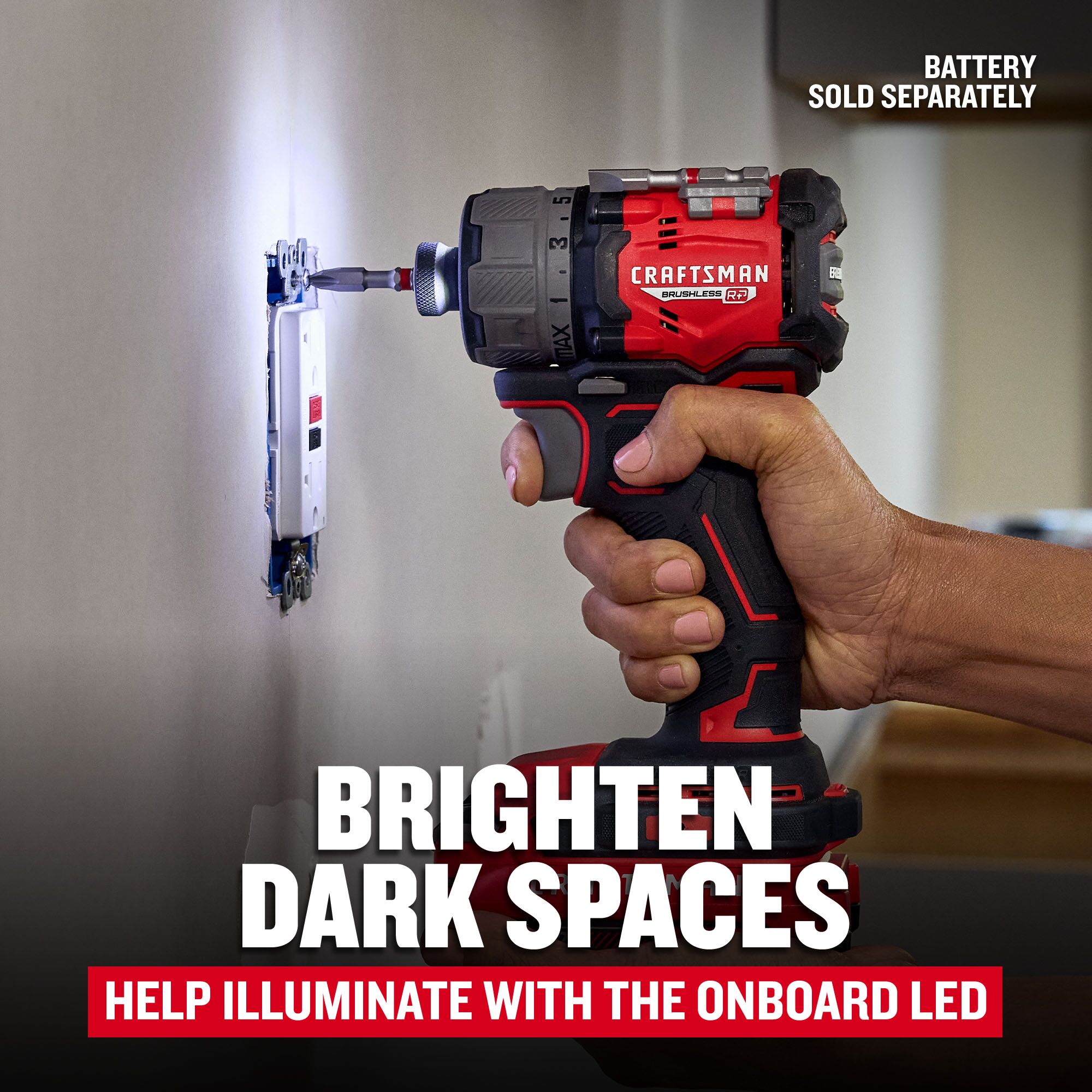 Desatornillador inalámbrico CRAFTSMAN V20 RP de 20 voltios Max Brushless de 1/4 pulgadas (Batería y cargador no incluidos) CMCF610B