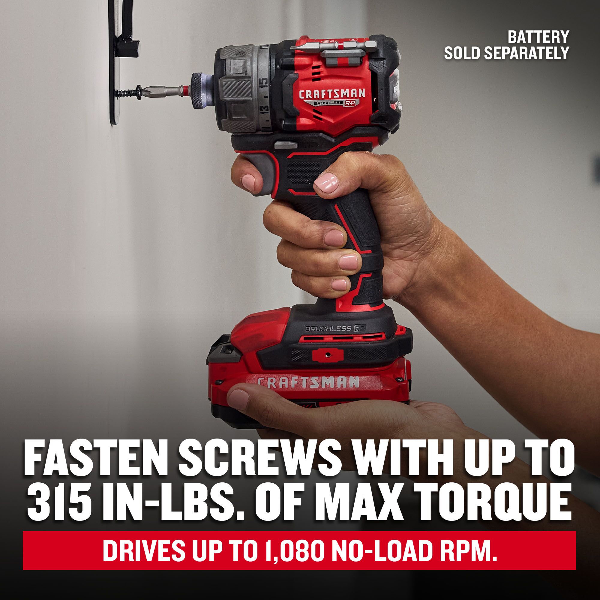Desatornillador inalámbrico CRAFTSMAN V20 RP de 20 voltios Max Brushless de 1/4 pulgadas (Batería y cargador no incluidos) CMCF610B