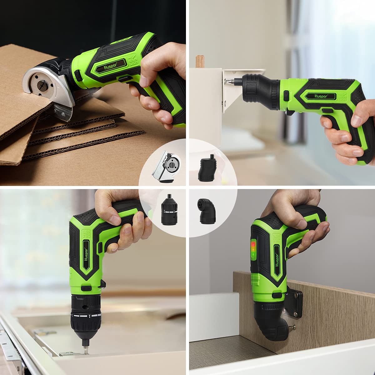 Atornillador inalámbrico Huepar CS04 de 4 voltios y 1/4 de pulgada (Batería y cargador incluidos)