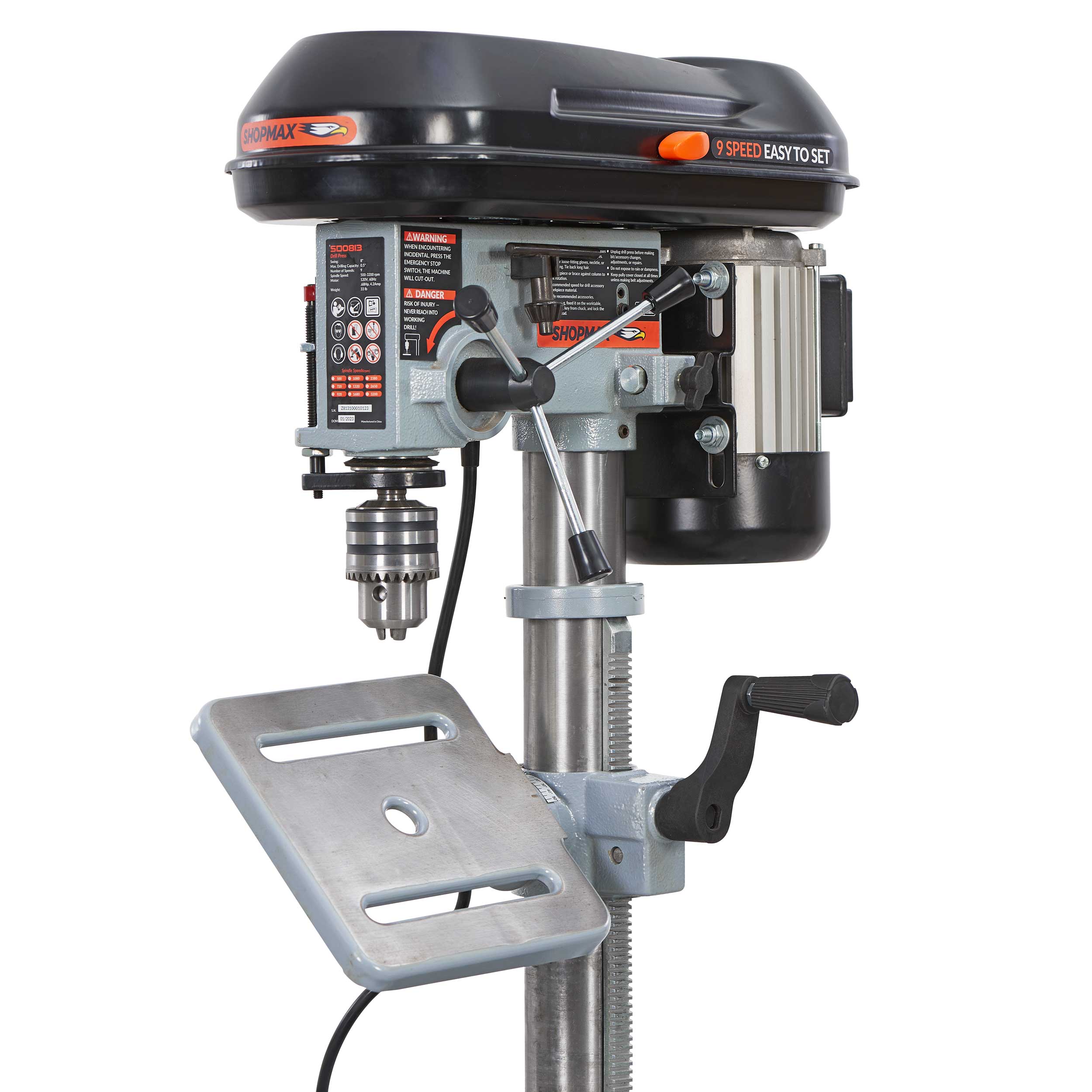 Prensa de taladro de banco de 9 velocidades de 4.2 amperes SD0813 de SHOPMAX