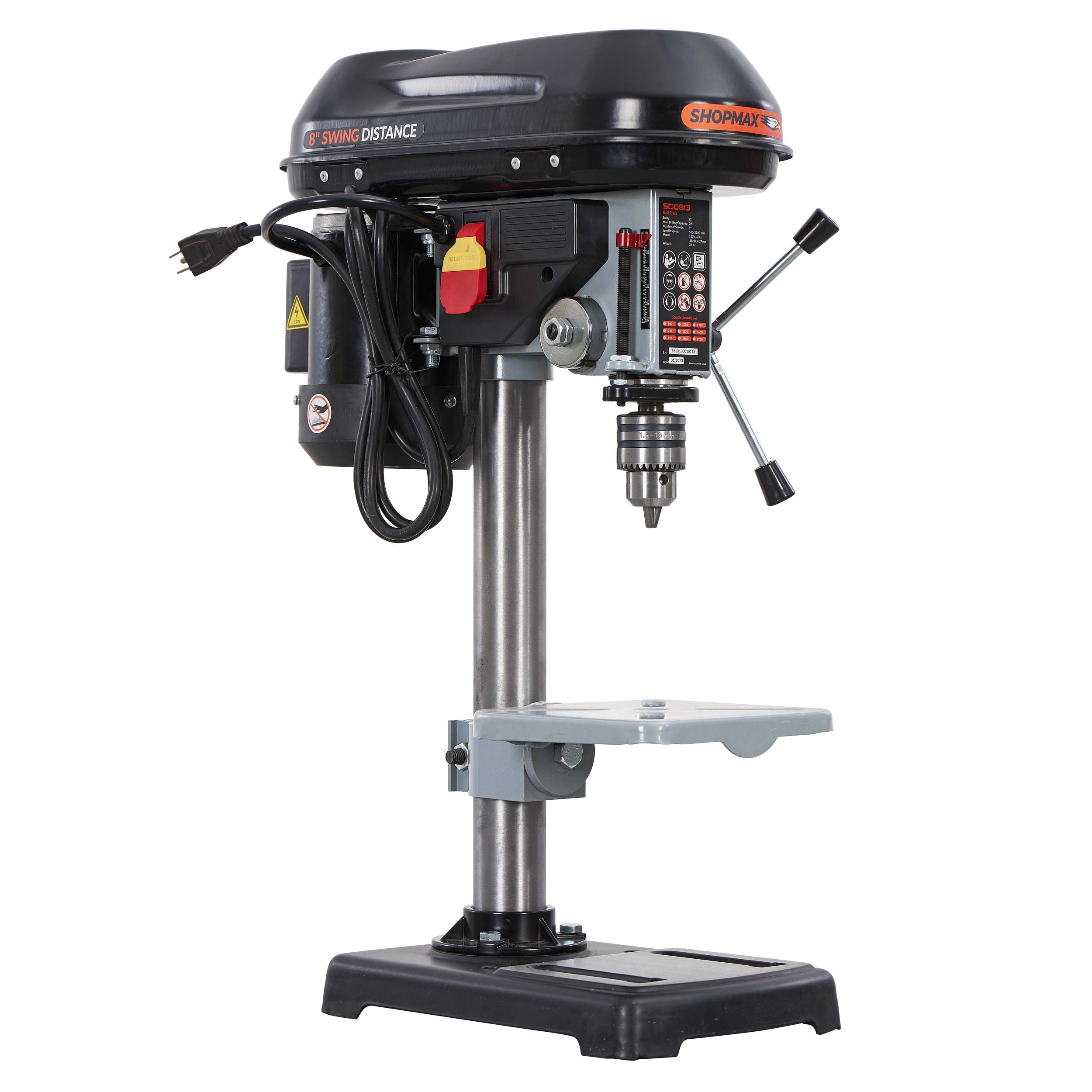 Prensa de taladro de banco de 9 velocidades de 4.2 amperes SD0813 de SHOPMAX