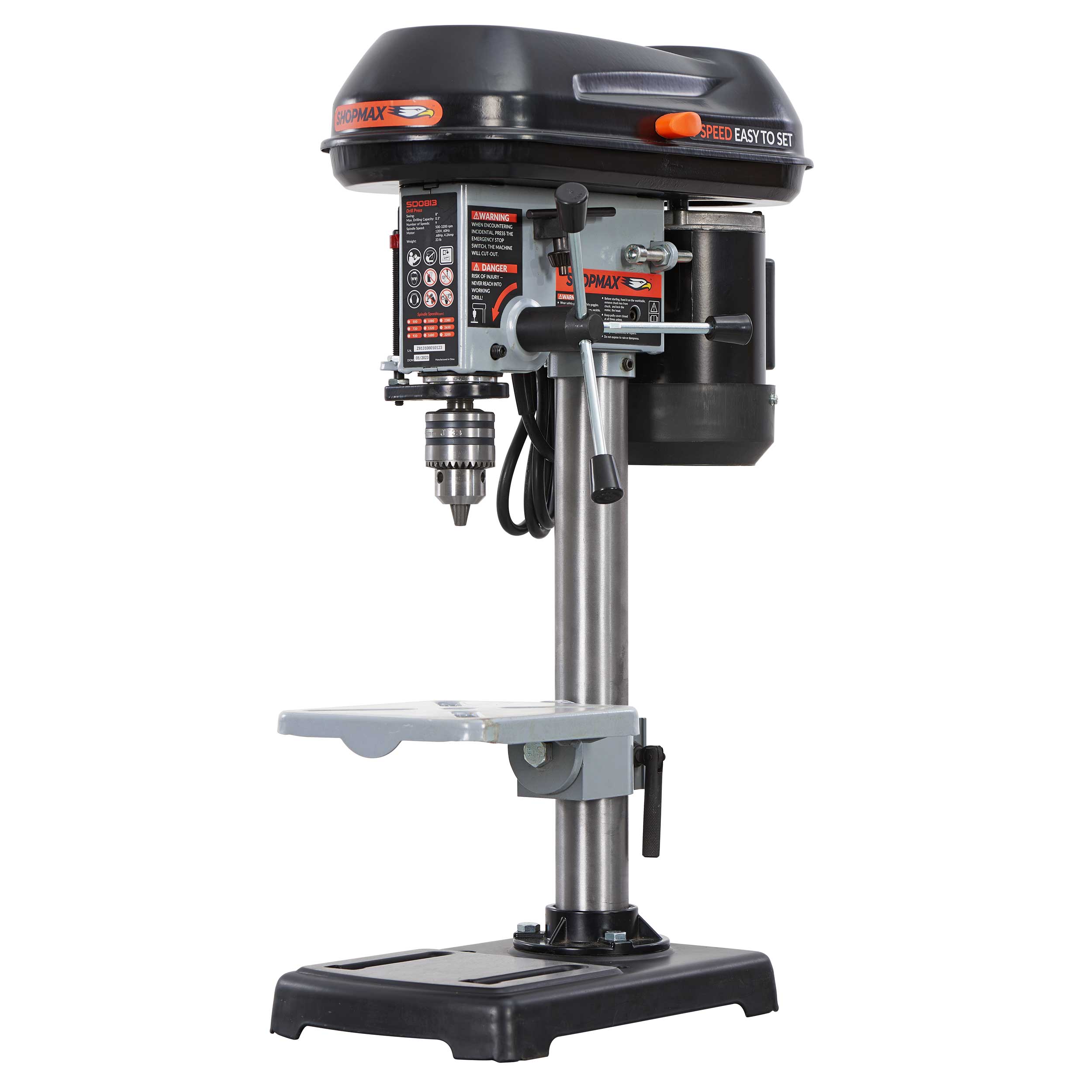 Prensa de taladro de banco de 9 velocidades de 4.2 amperes SD0813 de SHOPMAX