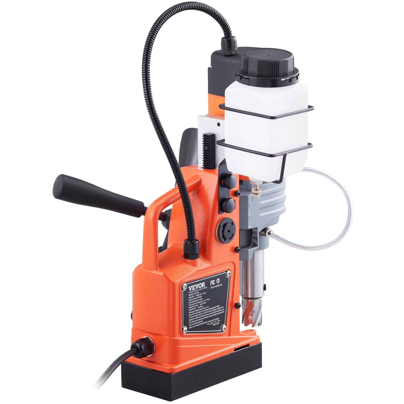 Taladro magnético de 1450W y 850 RPM con prensa de banco de velocidad variable de 13.1 amperios