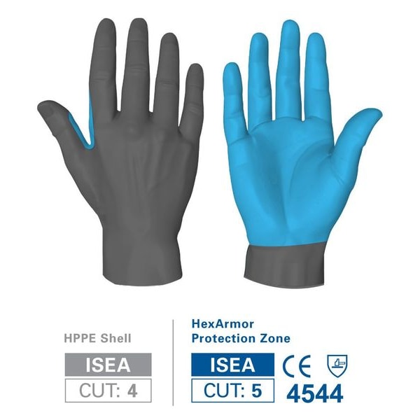 Guantes Recubiertos Hexarmor Resistentes al Corte, Nivel de Corte A8, 13 ga, Gris, XL (10) - 9010-XL (10)