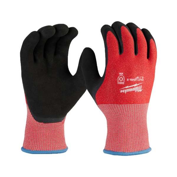 Guantes aislados de invierno sumergibles de nivel de corte 2 de Milwaukee Tool - Grande (12 pares), Nivel de corte A3, calibre 15, Rojo/Negro - 48-73-7922B