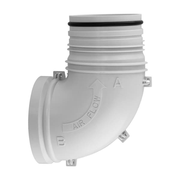 Imperial Imperial Quick Connect 5.25 in. L X 4 in. D White Poly 90 Degree Dryer Connector Elbow - VT0851-A