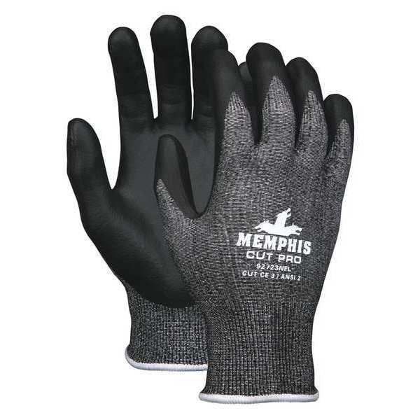 Guantes recubiertos MCR Safety resistentes al corte, nivel de corte A2, 13 ga, negro, L - 92723NFL.