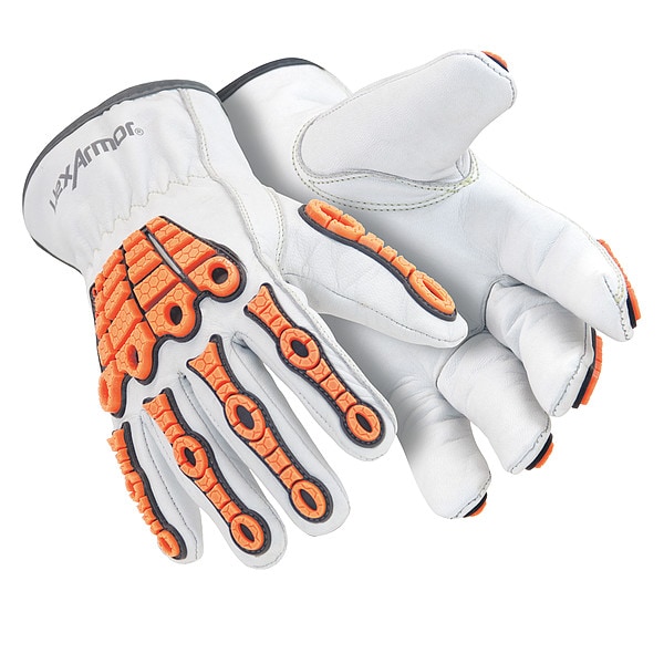 Guantes de piel Hexarmor, Nivel de corte A5, blanco / naranja / blanco, 4XL - 4060-XXXXL (13)