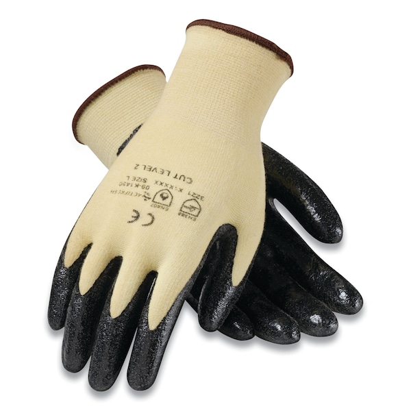 Guantes sin costuras de Kevlar G-Tek KEV, Extra Grande, Amarillo/Negro, Par, 12 piezas - 09-K1450/XL