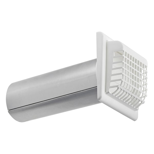 Rejilla de plástico blanco de Lambro de 4 pulgadas con pieza de cola y protector de aves/roedores - 267WG
