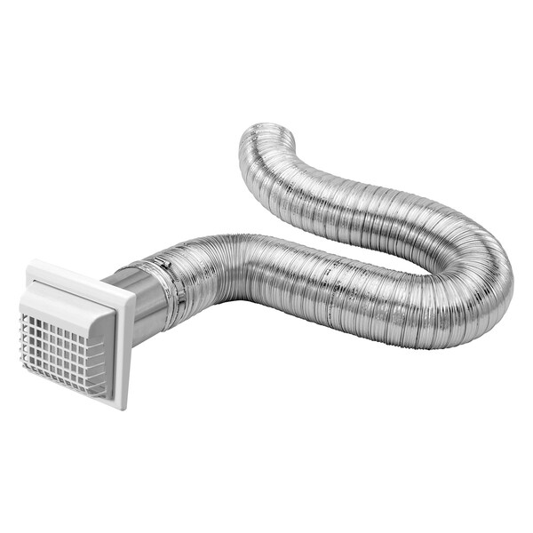 Kit de ventilación con ducto semirrígido flexible premium Lambro de 4 pulgadas x 8 pies UL 2158A con rejilla - 1379WG-R.