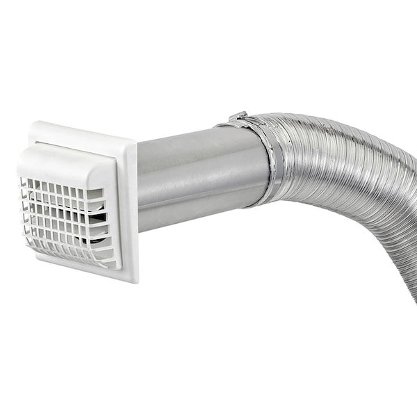 Kit de ventilación con ducto semirrígido flexible premium Lambro de 4 pulgadas x 8 pies UL 2158A con rejilla - 1379WG-R.