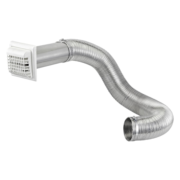 Kit de ventilación con ducto semirrígido flexible premium Lambro de 4 pulgadas x 8 pies UL 2158A con rejilla - 1379WG-R.