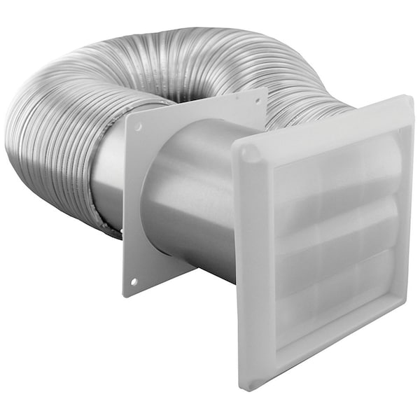 Manguera flexible de aluminio de 4 pulgadas por 8 pies de Jones Stephens con capucha de lamas y abrazaderas metálicas para la salida de aire de la secadora - D04009