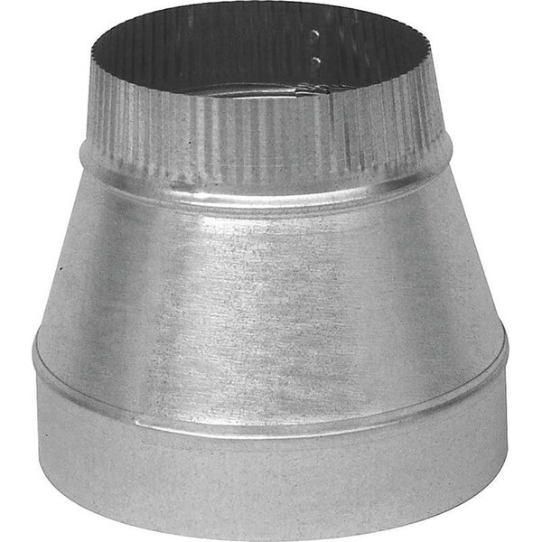 Reductor Corto de Conducto, 6 pulgadas de largo, Calibre 28, Acero Galvanizado.