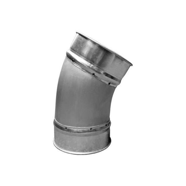 Codo de 30° Unión Abrazadera para Ducto, 1.0 Radios de Curvatura, 6" Diámetro, Galvanizado, Calibre 22